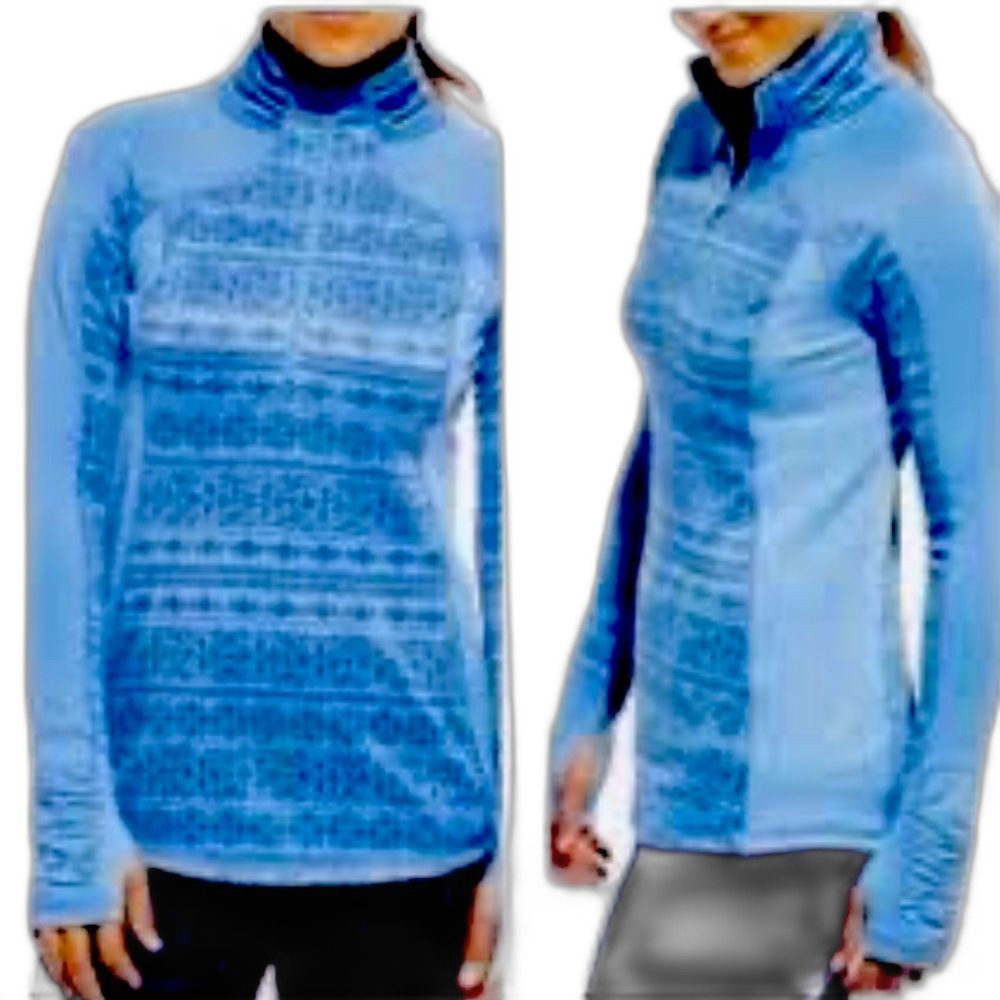 Calia By Carrie Underwood Blue Performance Fair Isle 1/4 Zip LS Top Size XS